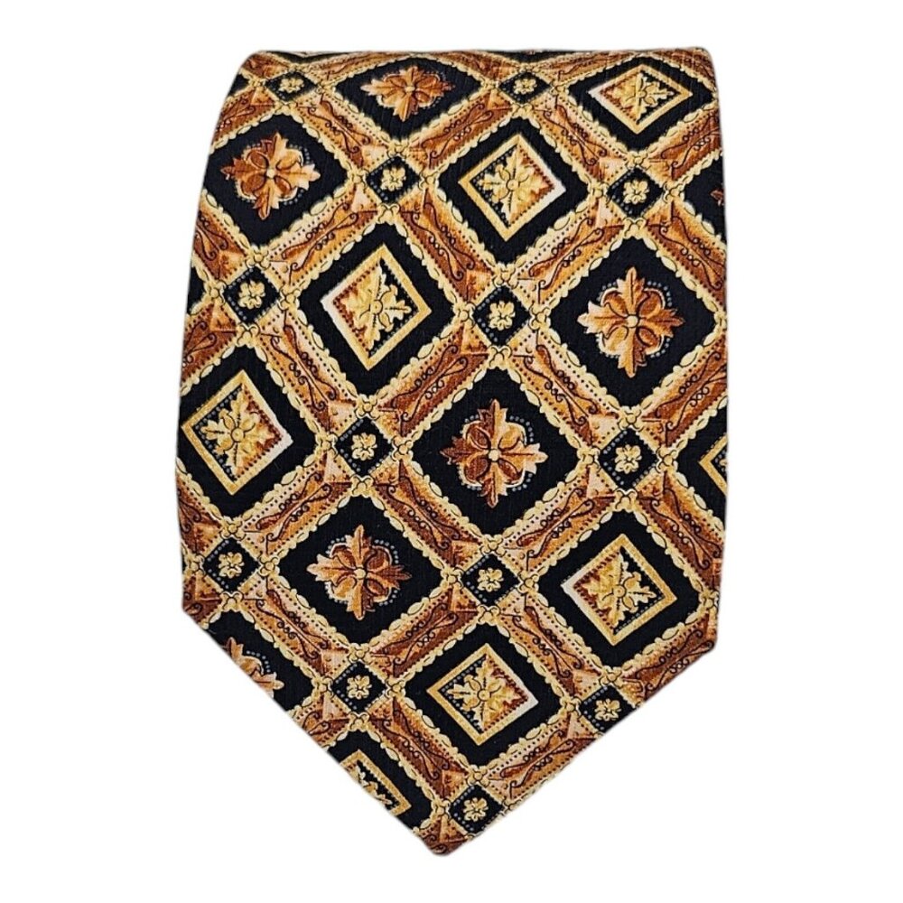 GIVENCHY Blue/Brown Geometric Silk Tie ITALY 59"/ 3.7" EC